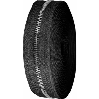 Zip kovový No 5 metráž, barva 1 černá stříbrná