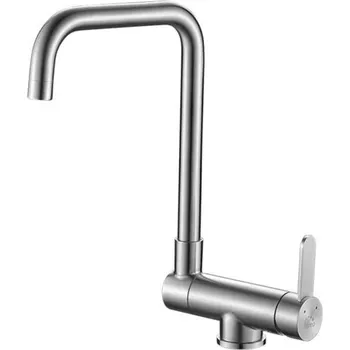 Vodovodní baterie Laveo Bona - stojánkovová dřezová baterie s výtokem ve tvaru L Kartáčovaná ocel