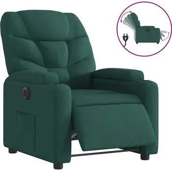 Křeslo Elektrické křeslo s polohovatelným opěradlem, tmavě zelené, 74x89x100 cm