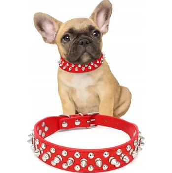 Obojek pro psa OZDOBNÝ KOŽENÝ OBROŽEK S CVOČKY PRO PSA, NASTAVITELNÝ, BULDOG XL