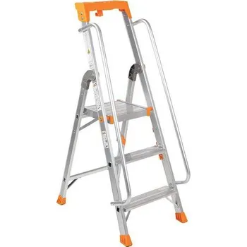 Schůdek Profesionální hliníkové schůdky s madly Manutan Expert, 3 stupně + Prodloužená záruka na 10 let