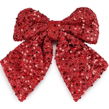 Vánoční dekorace Vánoční mašle s flitry 21x24 cm