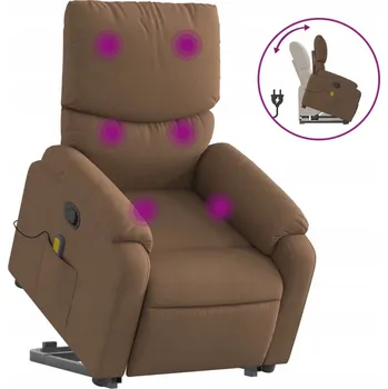 Křeslo Masážní křeslo s funkcí zvedání – hnědé, 75x99x99 cm