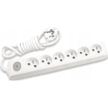 Napájecí kabel Prodlužovací kabel 6 zásuvek s vypínačem 1,5M, BÍLÁ barva PANASONIC