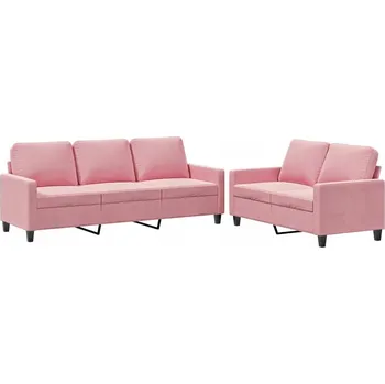 Pohovka Sametová pohovka, růžová, dvoumístná a třímístná, 138x77x80cm, 198x77x80cm