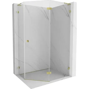 Mexen Lunar L pětiboká sprchová kabina výklopná pravá 90 x 80 cm, transparentní, zlatá - 831L-090P-080L-50-00-P Sprchové kouty