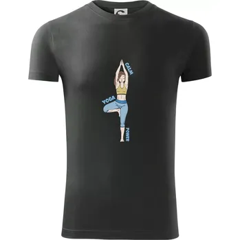 Pánské tričko Calm yoga power (Radek Pilař ART) - Viper FIT - Pánské zůžené tričko - L ( Tmavá břidlice (šedá se zeleným nádechem) )