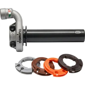 DOMINO kompletní plynová rukojeť OFF ROAD KTM/HUSQVARNA/GASGAS 4T (stříbrná), bez gripů