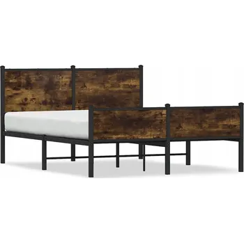 Postel Rám postele ocelový 140x190 cm, kouřový dub