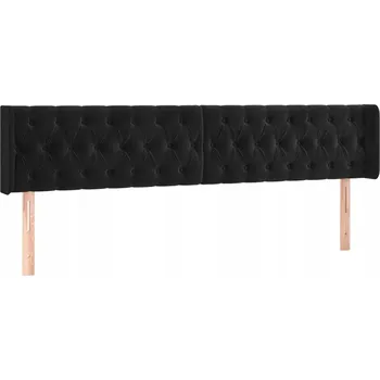 Čelo postele s ušima samet černé 103x16x78/88 cm