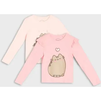 Dívčí tričko Sinsay - 2 balení triček s dlouhým rukávem Pusheen the cat - pastelová růžová - 559GP-03X - 559GP-03X-116