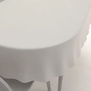 ubrus Velký dekorační oválný ubrus BKS-403 Světle šedobéžový 160x200 cm