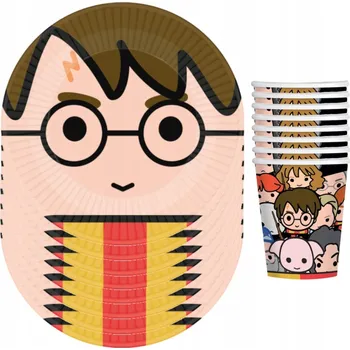 Sada talířků Harry Potter 23 cm a kelímků 250 ml, pro 8 osob, 16 kusů