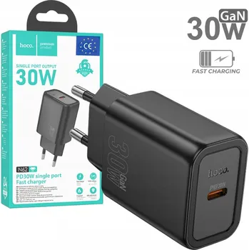 Nabíječka Hoco N62, 1× USB-C PD 30W GaN, černá