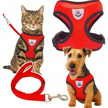 Postroj pro psa BEZTLAKOVÉ PROCHÁZKOVÉ POPRUHY PRO PSA KOČKU KOMFORTNÍ, PRODYŠNÉ + VODÍTKO M