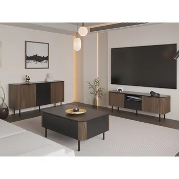 Obývací stěna Sestava do obývacího pokoje Olamapo II, Barva:: ořech / černá MIRJAN 5903211429002