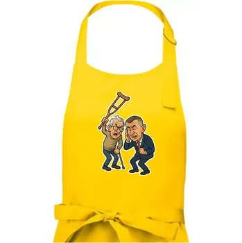 Kuchyňská zástěra Babiš a berle - Dámská zástěra na vaření - Univerzální velikost ( Žlutá )