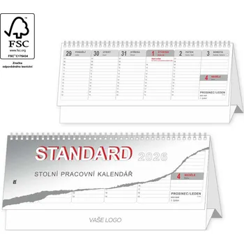 Kalendář STANDARD šedý stolní kalendář 2026 (- akční cena jen do vyprodání zásob -)