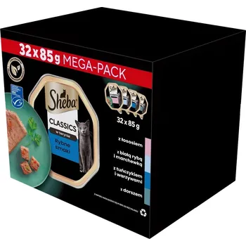 Krmivo pro kočku Tácky s rybími příchutěmi SHEBA Classics 32x85g