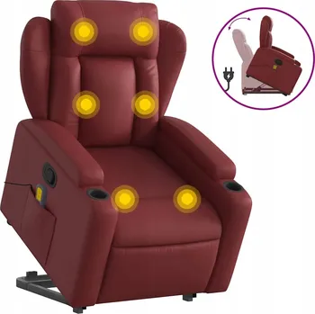 Křeslo Masážní křeslo s funkcí zvedání, vínově červené, 77x94,5x100 cm