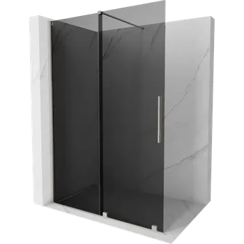 Mexen Velar sprchová zástěna posuvná Walk-in 150 x 200 cm, grafit 8 mm, kartáčovaný nikl - 871-150-000-43-97 Sprchové stěny