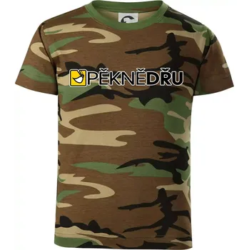 Chlapecké tričko Pěkně dřu lžíce - Dětské maskáčové triko - 122 cm/6 let ( Hnědý maskáč )