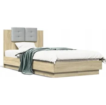 Postel Jednolůžková dřevěná postel 90x220 dub sonoma