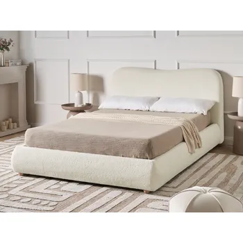 Ložnice Úložná postel krémově bílá buklé čalounění 140 x 200 cm minimalistický moderní design úložný prostor ložnice Beliani