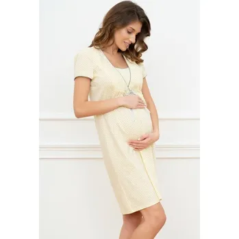 Těhotenské noční prádlo Bavlněná těhotenská noční košile Felicita žlutá M