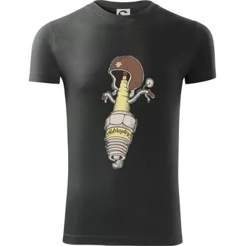 Pánské tričko Motorcycles svíčka - Viper FIT - Pánské zůžené tričko - S ( Tmavá břidlice (šedá se zeleným nádechem) )