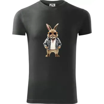 Pánské tričko Králík v bundičce - Viper FIT - Pánské zůžené tričko - L ( Tmavá břidlice (šedá se zeleným nádechem) )