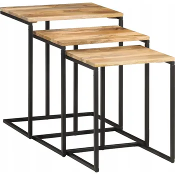 Konferenční stolek Sada 3 zasouvacích dřevěných stolků - Akácie, 45x30x51cm, 40x30x46cm