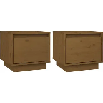 Noční stolek Stylové noční stolky dřevěné medově hnědé 35x34x32 cm