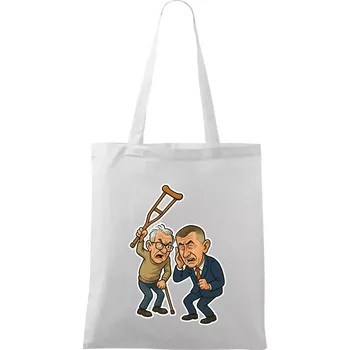 Nákupní taška Babiš a berle - Taška bavlněná - 42 x 38 cm ( Bílá )