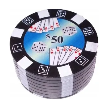 Příslušenství pro čtečku elektronické knihy Drtička/Mlýnek na Tabák Červený Žeton Poker 5$ Grinder Crusher