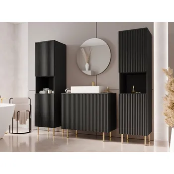 Koupelnový nábytek Koupelnová sestava Nawil VI, Barva: černá, Sifon k umyvadlu: ne, Umyvadlo: ano MIRJAN 5903211428685