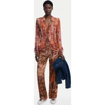Dámské kalhoty Desigual Kalhoty z materiálu Romantica 25WWPW02 Oranžová Regular Fit XL