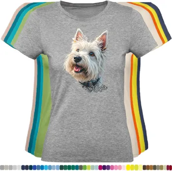 Dámské tričko damske-levne-bavlnene-tricko-digitalni-potisk-pes-westik Barva: Grey melange - šedá směs, velikost: XXL