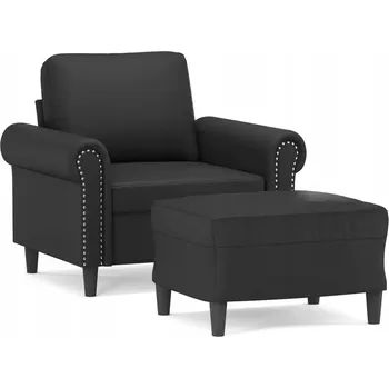 Křeslo Křeslo s podnožkou černé 92x77x80cm - umělá kůže