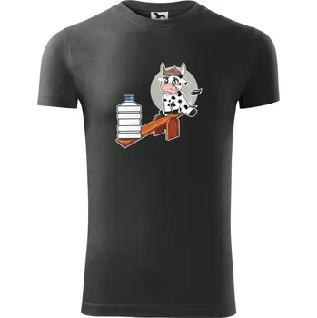 Pánské tričko Kravka na houpačce - Viper FIT - Pánské zůžené tričko - S ( Tmavá břidlice (šedá se zeleným nádechem) )