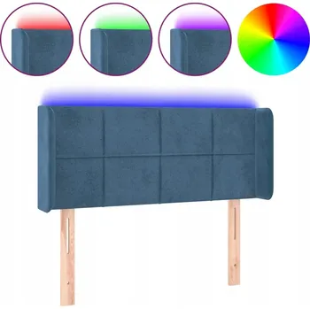 Čelo postele LED sametové tmavě modré 103x16x78/88 cm