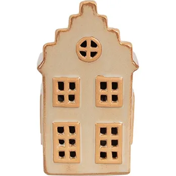 Talíř Béžový porcelánový svítící domek - 6*6*11 cm