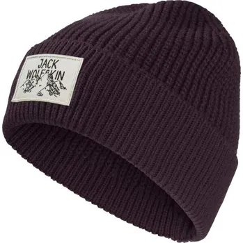 Čepice Zimní čepice Jack Wolfskin BADGE BEANIE UNI Vínová, Bílá