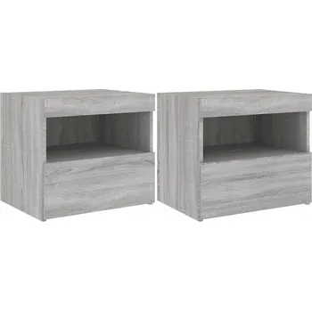 Noční stolek Noční stolky s LED 50x40x45 šedý dub