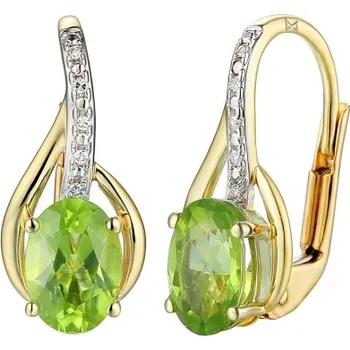 Náušnice Gems, Diamantové náušnice Monroe, kombinované zlato s&nbsp;brilianty a&nbsp;peridotem (olivínem), 585-38-3-4537.2ZB0.0.00.HSI.626.08