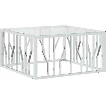 Konferenční stolek Konferenční stolek ocel/sklo 80x80x40 stříbrný