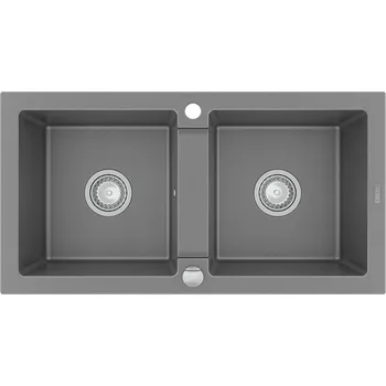 Granitový dřez MEXEN - Mario granitový dřez dvě mísy 820x436 mm, šedá 6504822000-71