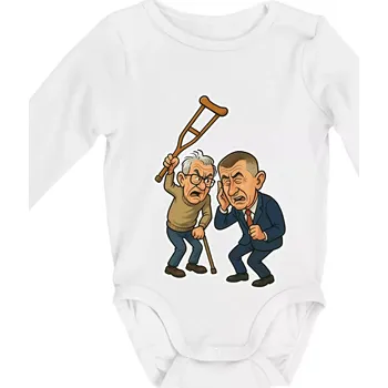 Babiš a berle - Body kojenecké s dlouhým rukávem - Dlouhý r. 3-6 měs ( Bílá )