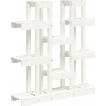 Stojan na květiny Stojan na květiny z masivního dřeva, 104,5 x 25 x 109,5 cm, bílý