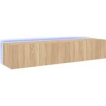 Televizní stolek TV stolek s LED RGB podsvícením, 80x35x31 cm, dub sonoma